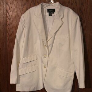 Lauren Ralph Lauren Women Linen Blazer Jacket 22W Off White/White
